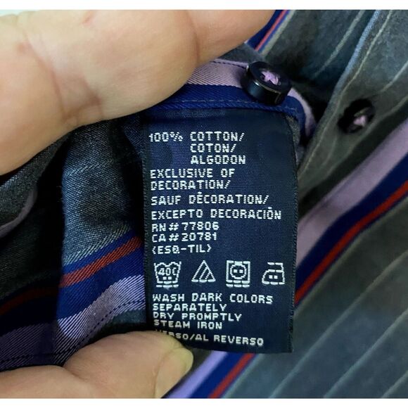 Tommy Hilfiger Mens Medium Button Up Shirt 80s 2 Ply Fabric Stripe 100% Cotton - Picture 13 of 13